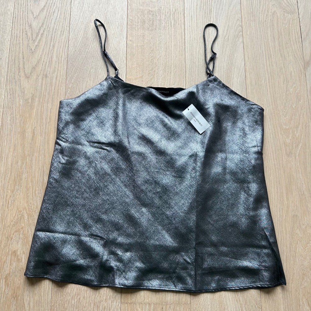 Banana Republic Factory Cami Sz M Gunmetal Metallic Shimmer Party Wedding Guest